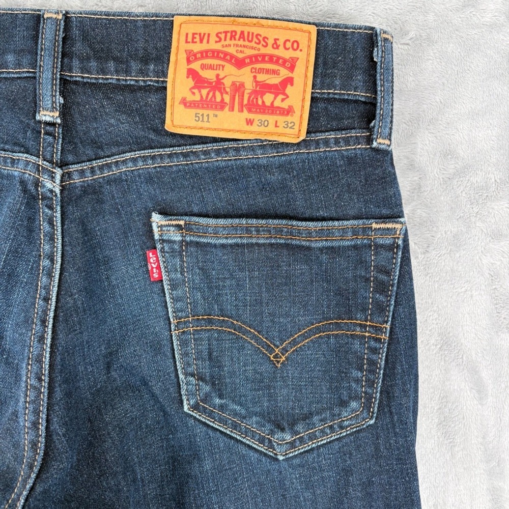 Levi's Jeans Mens 30x32 (Fits 30x30) Dark Wash 511 Slim Fit Classic Stretch - Picture 13 of 14